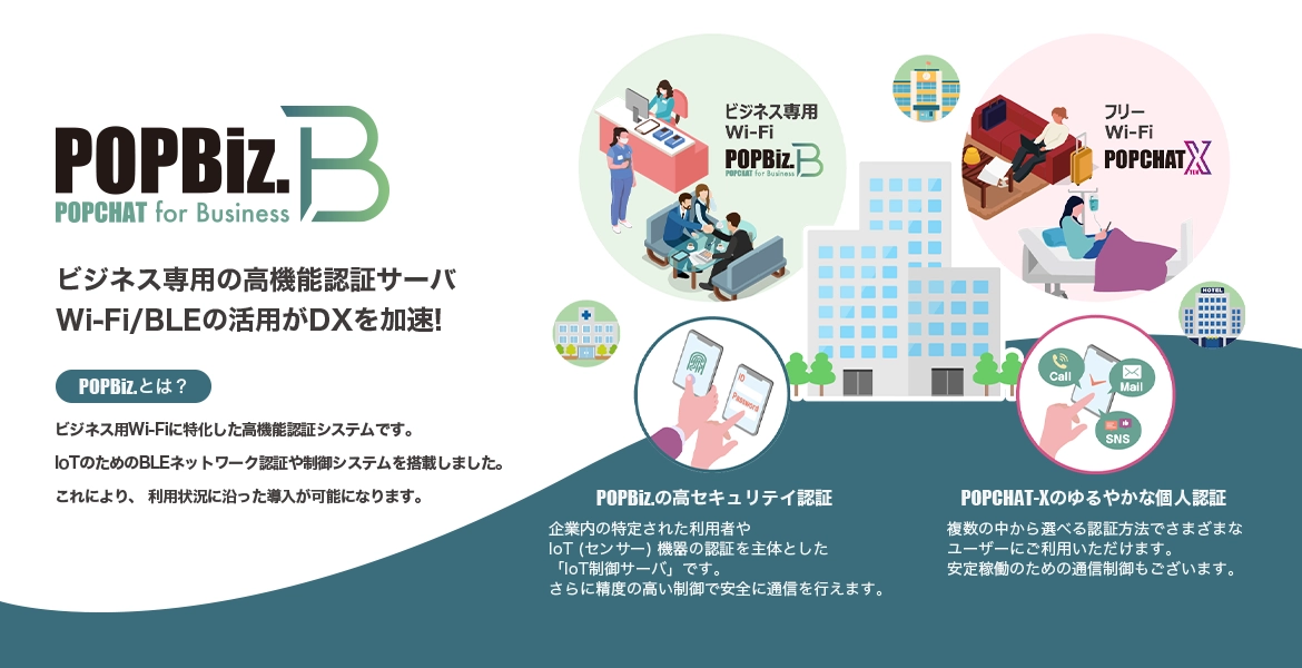 ネットワーク接続時に、多要素認証(MFA)を用いた認証方法で不正アクセスを防ぎます。 POPBiz.は経済産業省が推進する「SCS評価制度」に対応!特に「攻撃等の防御」に関わる対策を幅広くカバーしています。